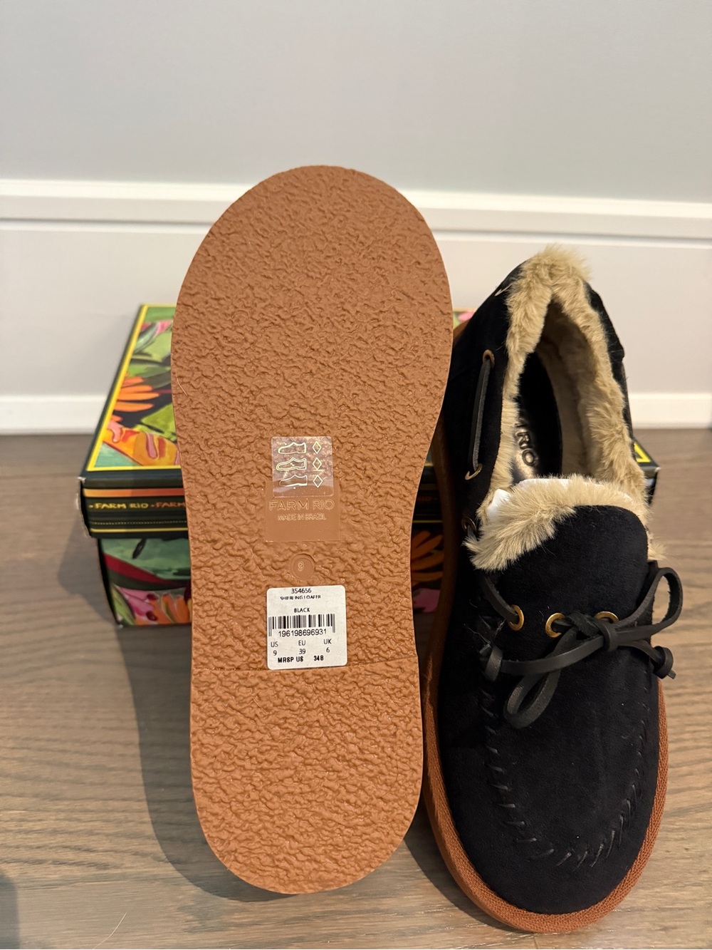 Farm Rio shearling lined moccasin shoe - Picture 2 of 7